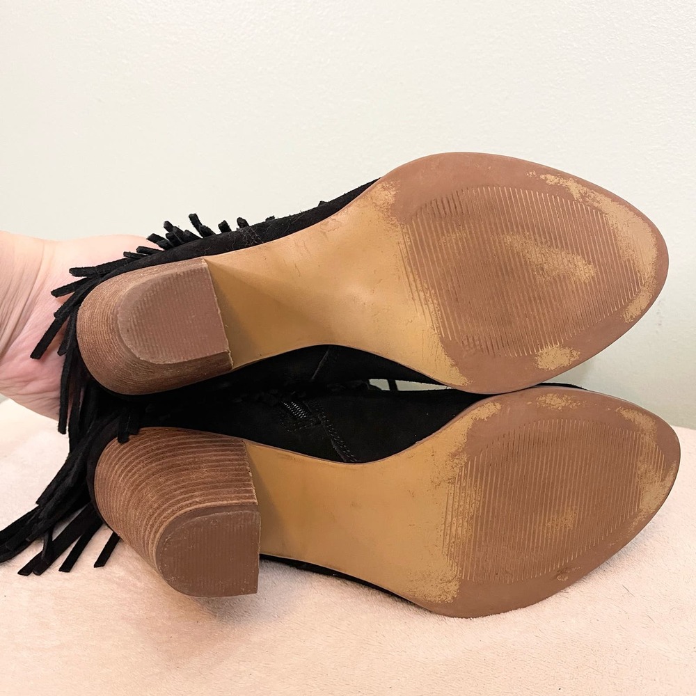 Steven By Steve Madden Women's Black Sierrah Leather Fringe Ankle Boots Size 8M - Picture 9 of 9